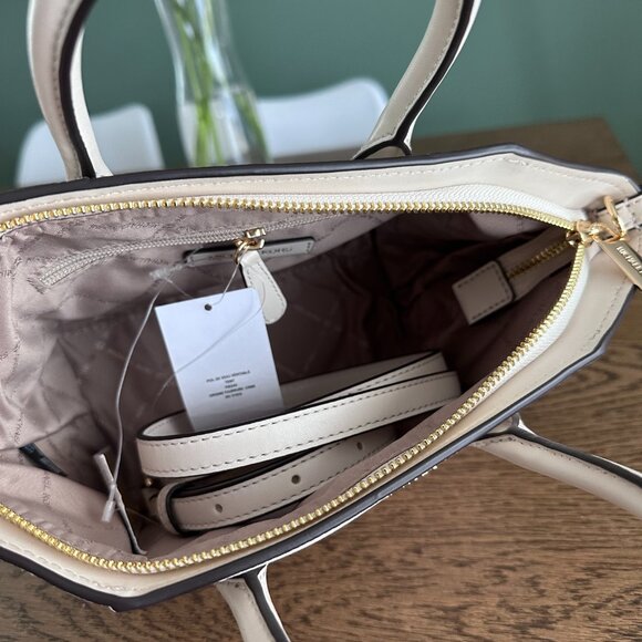 NWT!New! Avril Small Leather and Cheetah Print Calf Hair Satchel -White Cheetah - Picture 8 of 11